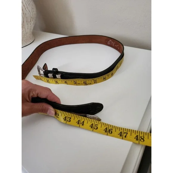 Vintage Tex Tan Tooled Leather BeltSterling Buckle Keepers Tip021862 Size 40